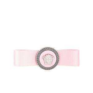 NWT Versace Pink Ribbon Medusa Greca Logo Bow Hair Clip